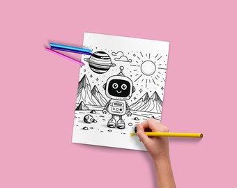 Weltall-Malbuch für Kinder | Astronaut, Rakete, Planeten (Digital Download)