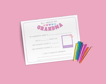 Allt om min mormor utskrivbar | Mors dag målarbild (PDF-mönster)