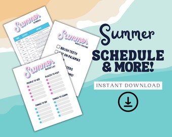 Redigerbar sommarplanerare för barn | Sysslor, Bucket List (digital nedladdning)
