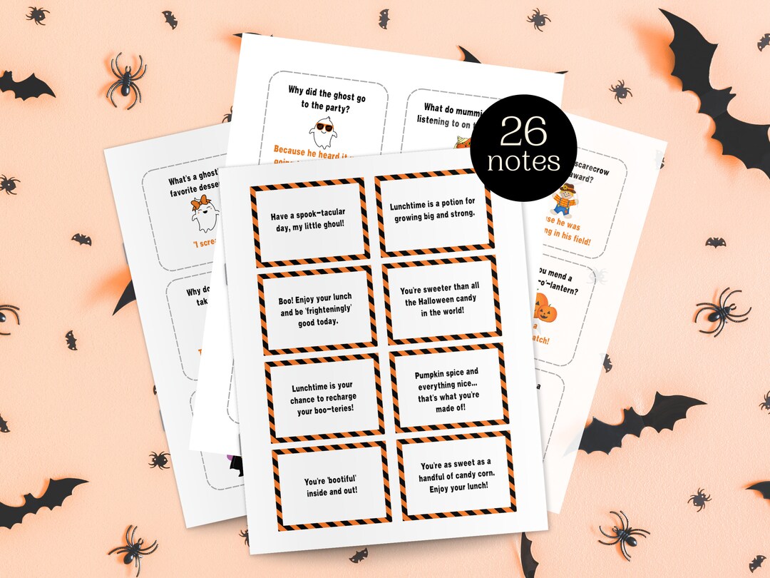 Halloween Lunch Box Notes | Jokes for Kids (PDF) - Etsy