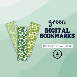 Green Digital Bookmark | Bookmark Set | Green Bookmark | Retro Bookmark | Bookmarks for Kids | Kids Bookmarks