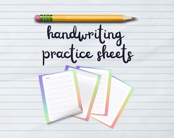 Regenbogen Handschrift Übungsblätter, Anfänger und Standardlinien (druckbare PDF)