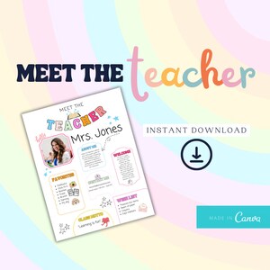 Meet the Teacher Template | Back to School | Teacher Printable | Teacher Template | Teacher Coloring Page | All About My Teacher