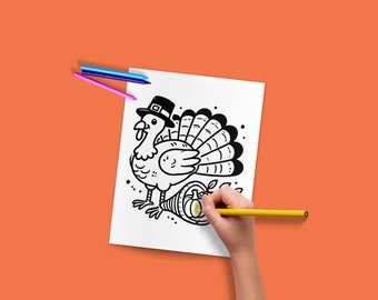 Thanksgiving Turkey Coloring Pages for Kids | Printable Fall Activity (PDF)