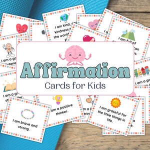Cartões de afirmação infantil | Cartões de afirmação para crianças | Cartões motivacionais | Cartões de Positividade | Afirmação Diária | Atenção plena para crianças