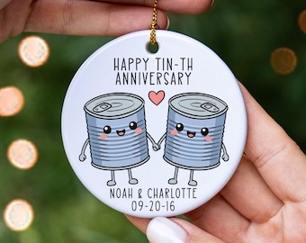 Custom 10th Anniversary Ornament, Tin Wedding Anniversary Gift for Husband, Tenth Anniversary Keepsake, Funny 10 year Wedding Gift for Wife