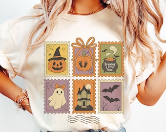 Halloween Pregnancy Announcement Shirt, Spooky Pregnancy Reveal Tshirt, Stamp Ghost Maternity Sweatshirt, Baby Reveal Gift for Mom To Be
