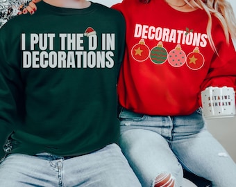 Couples Christmas Sweatshirt, Matching Inappropriate Couples PJ Tshirt, Funny Raunchy Ugly Christmas Sweater, Husband Wife Xmas Party Tees