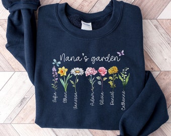 Personalized Grandma Garden Sweatshirt, Mothers Day Gift for Grandma Gift New Nana Sweatshirt, Granny Gift Nana Crewneck Abuela Gigi Sweater