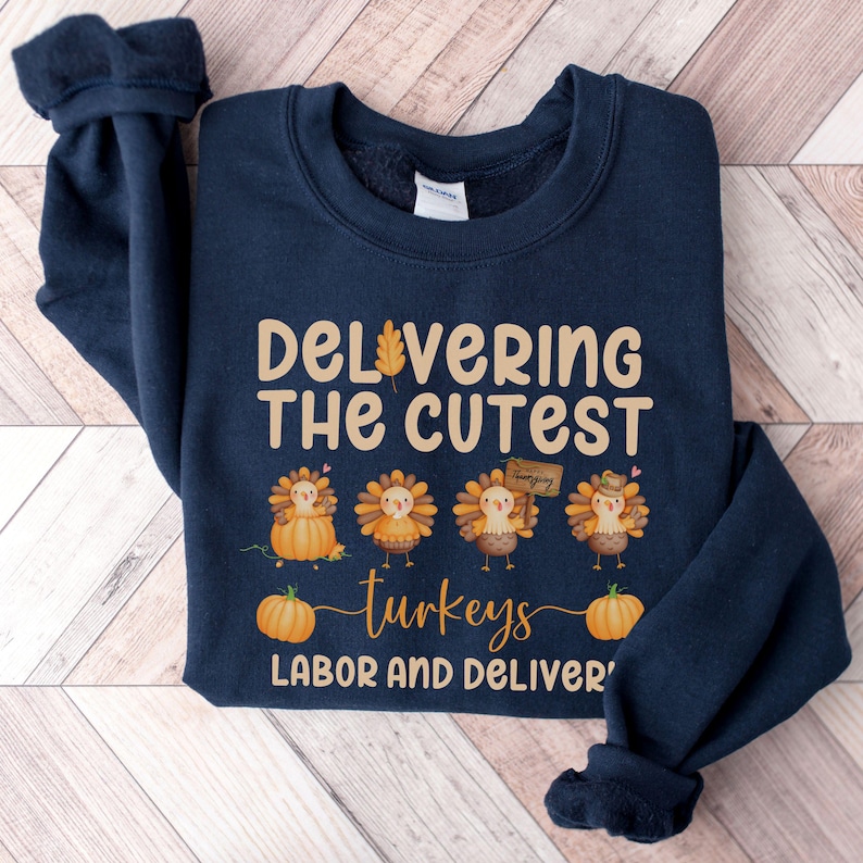 Labor and Delivery Fall Nurse Shirt, Comfort Colors® L&D Team Tee, Thanksgiving OB Nurse Crewneck, Turkey Mother Baby Nure, Midwife T-Shirt