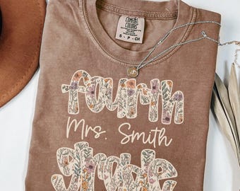 Custom Comfort Colors Fourth Grade Teacher Shirt, 4th Grade Team T-Shirt, Fourth Grade Squad Back To School Tee, Gift for Elementary Teacher