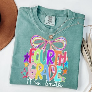 Custom Fourth Grade Teacher Shirt, 4th Grade Team Comfort Colors T-Shirt, Fourth Grade Squad Back To School Tee, Gift for Elementary Teacher