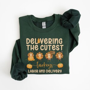 Labor and Delivery Fall Nurse Shirt, Comfort Colors® L&D Team Tee, Thanksgiving OB Nurse Crewneck, Turkey Mother Baby Nure, Midwife T-Shirt