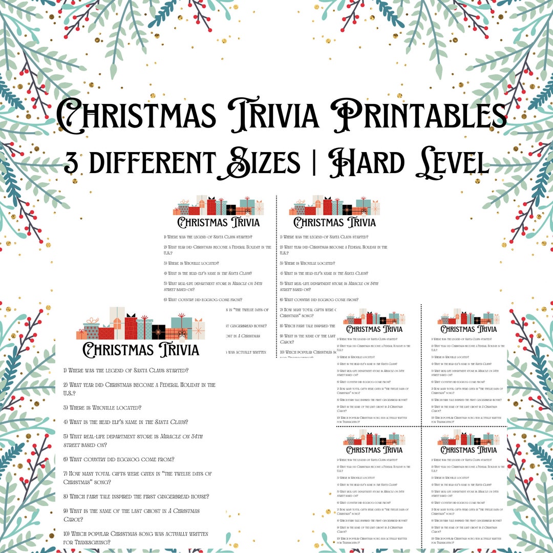 Christmas Trivia Printable Hard Level Ready to Print Answer Key Included Etsy