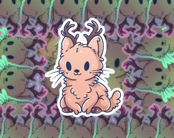 Adorable Jackalope - Adhesivo de vinilo / Criptozoología / Cryptidcore / Cottagecore / Adventurecore / Misterio