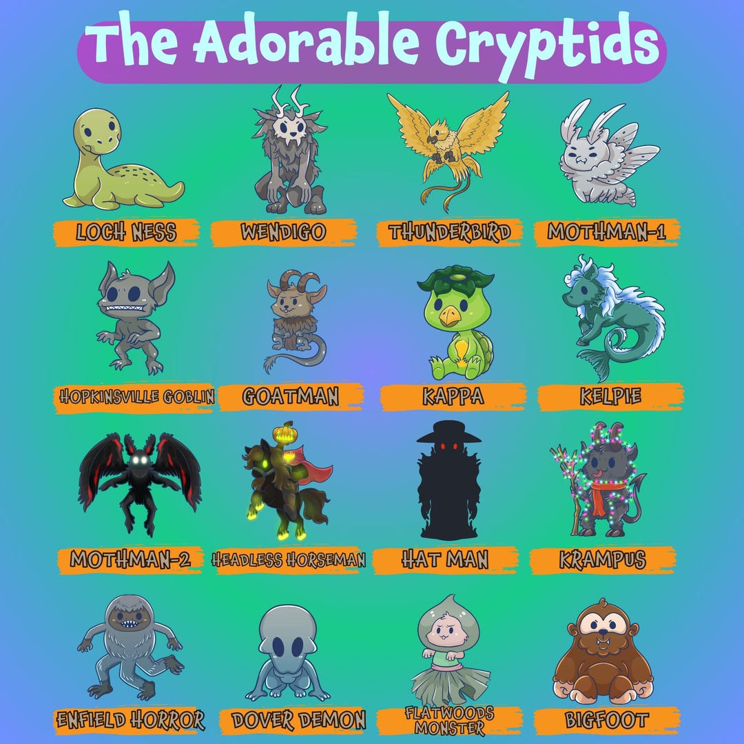 MEGA LISTING- Adorable Cryptid Matte Vinyl Variety Sticker Collection ...