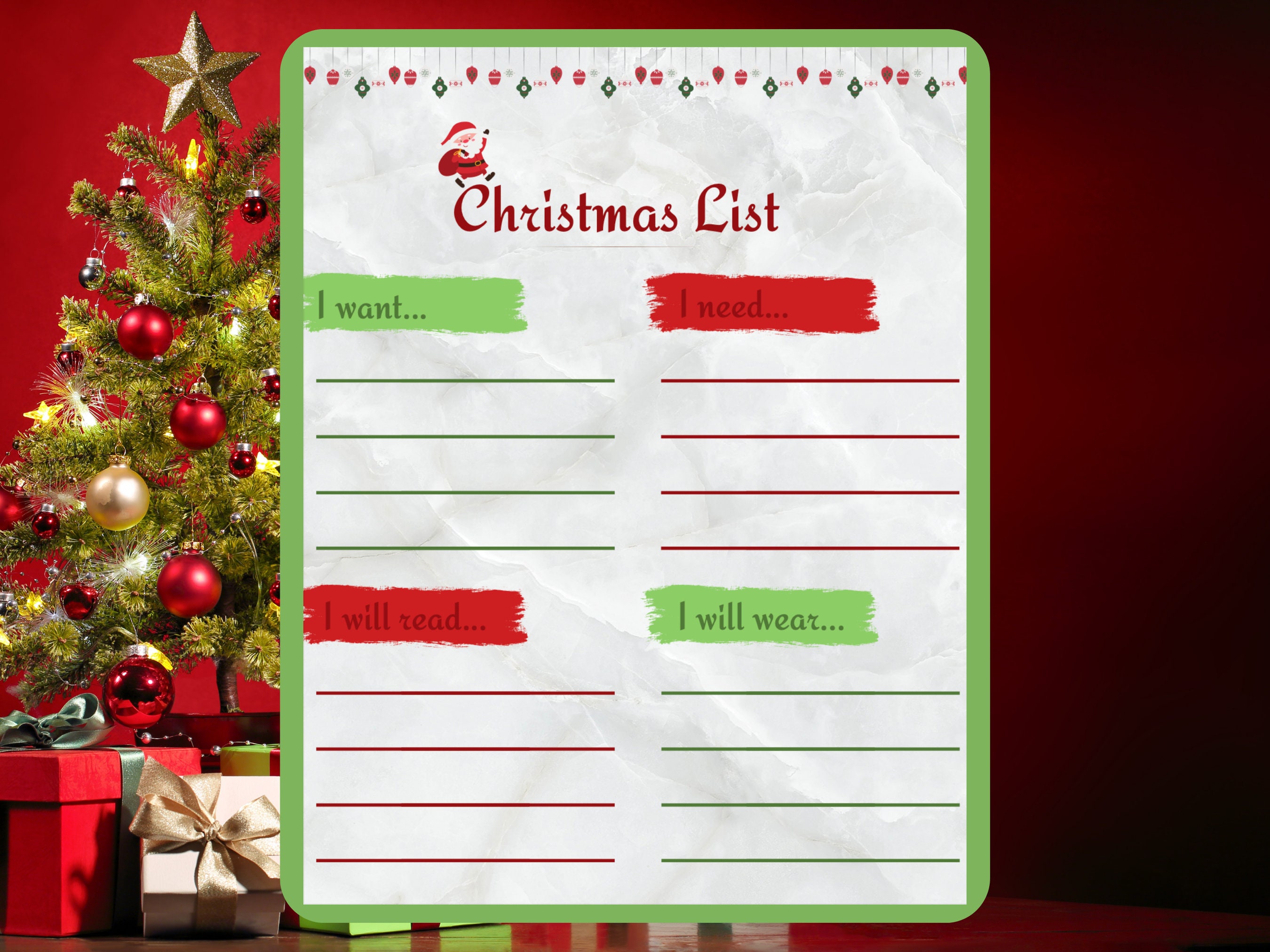 Christmas List Template for Children, Downloadable, Printable PDF - Etsy