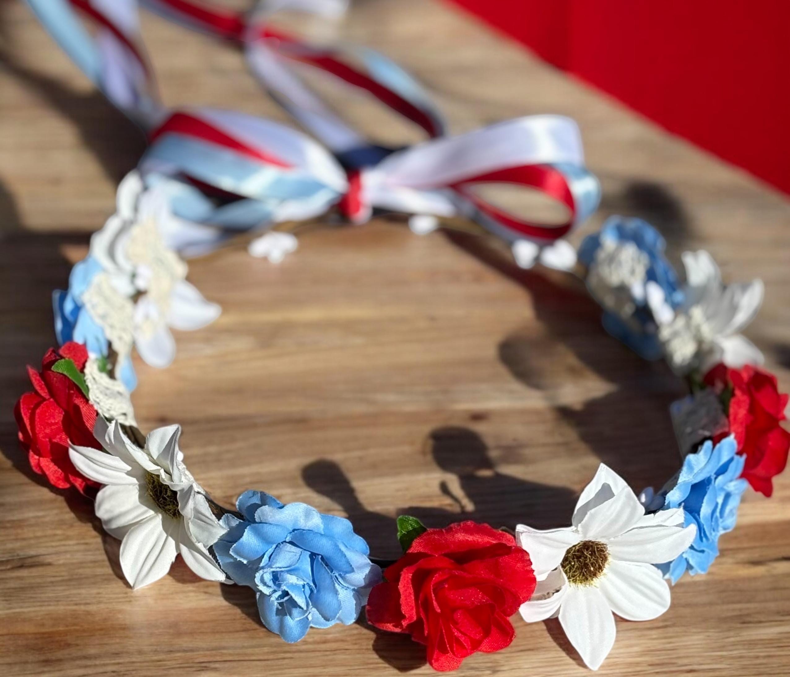 Red and Blue Flower Crown - Etsy