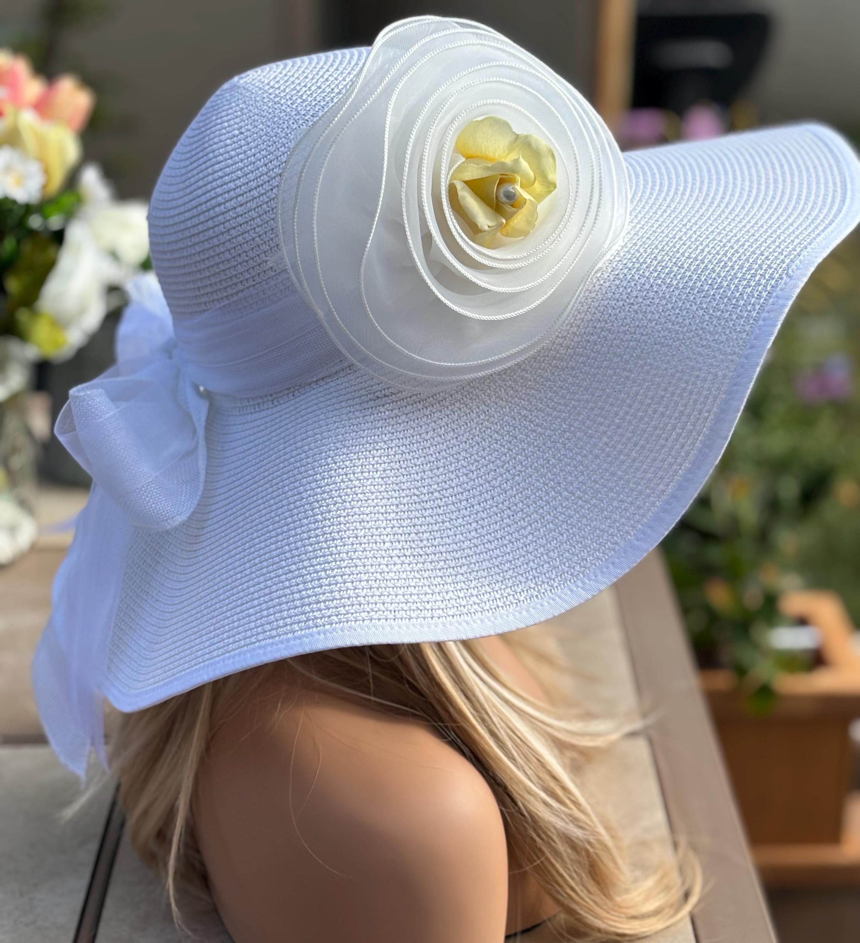 Kentucky Derby White Oversized Organza Rosette Hat - Etsy display picture 2