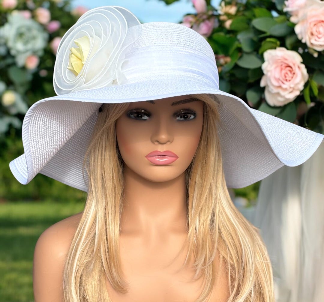 Kentucky Derby White Oversized Organza Rosette Hat - Etsy display picture 1