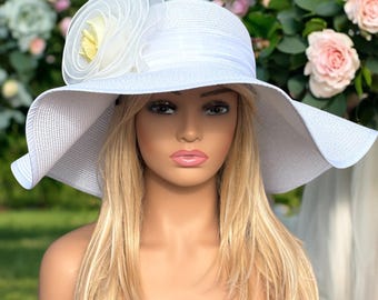 Kentucky Derby white oversized organza Rosette hat