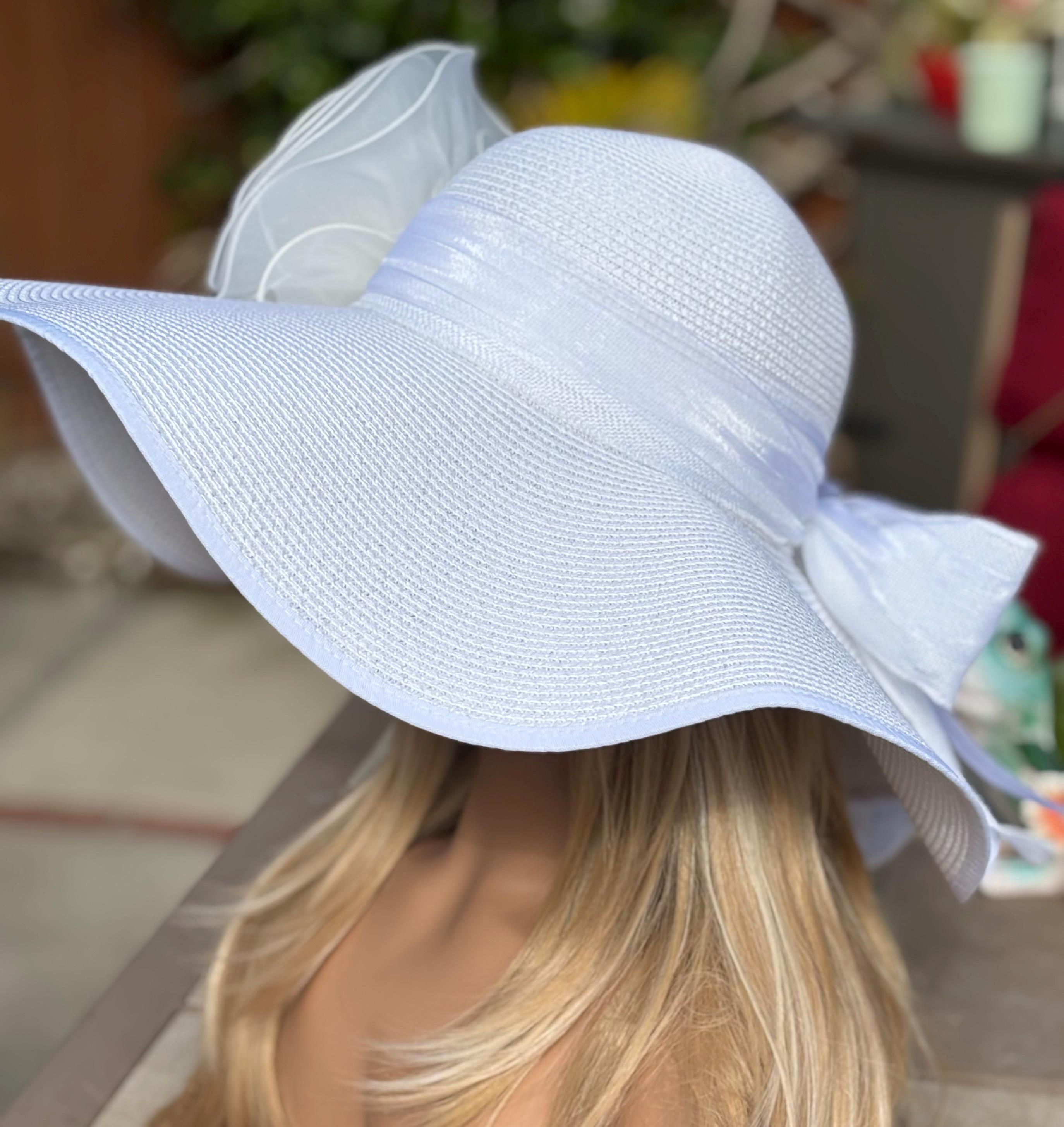 Kentucky Derby Hat – Elegant White Floral Organza Wide Brim with Rosettes Kentucky Derby White Oversized Organza Rosette Hat - Etsy main image 3