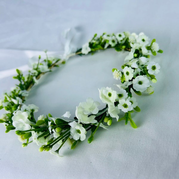 silk flower crown, white pansies