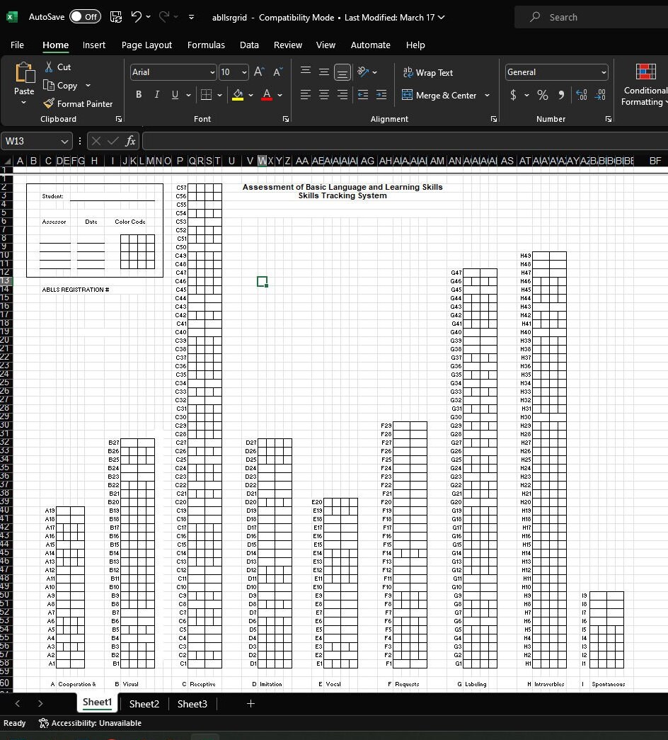 Excel Scoring Sheet For ABLLS Assessment Etsy