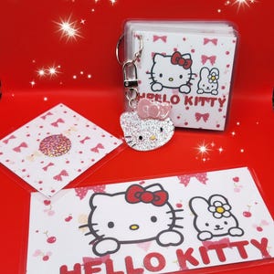 Kitty Themed Scratch Off Cards 12 Laminated Set with Envelope N HelloKitty Keychain – Budget Friendly Gift Idea & Fun Way to Save
