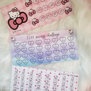 KITTY |Format A6, Kitty Savings Challenge || Laminé || Défi Épargne ||Prévoir un budget | Bonjour Kitty sur le thème | Budget