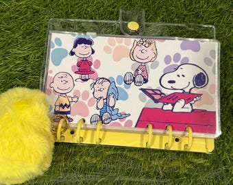 Sparpärm med hundtema, A6-budget – barnvänlig retro nostalgisk 90-talspresent, laminat, budgetspårare, kontantfyllning