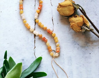 Natural Jade Stone Phone Chain Bead Strap | Phone Wrist Lanyard Keychain |  Natural Beads Crystal Phone Charm | Boho Phone Accessories