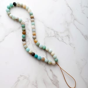 Bracelet chaîne en pierre naturelle pour téléphone | Porte-clés pour téléphone portable | Quartz rose Oeil de tigre Onyx noir Amazonite Rhodochrosite Agate indienne