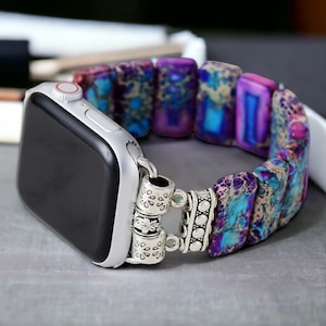 Purple Jasper Apple Watch Strap | Band 38mm 40mm 41mm 42mm 44mm 45mm 46mm 49mm | Compatible with all Apple Samsung Garmin Watch Series