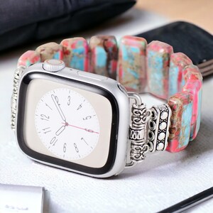 Pink Jasper Apple Watch Strap | Band 38mm 40mm 41mm 42mm 44mm 45mm 46mm 49mm | Compatible with all Apple Samsung Garmin Watch Series