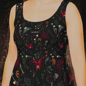 Moth Mushroom Skater Dress: Whimsigoth Celestial Print