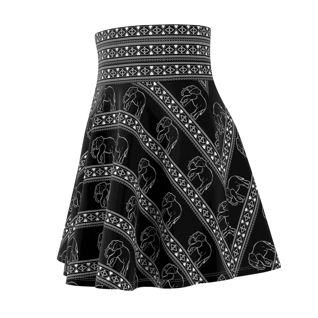 Women's Elephant Pattern Skirt Tribal Print Circle Skirt Etsy