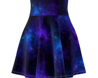 Women's Skater Skirt, Cosmic Clothing with Celestial Space Pattern, Soft Comfortable Skirt with Elastic Band