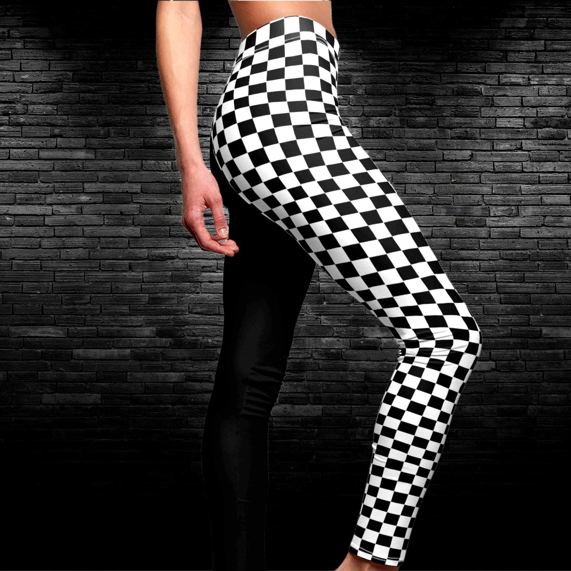 Leggings with checkered stripe hotsell