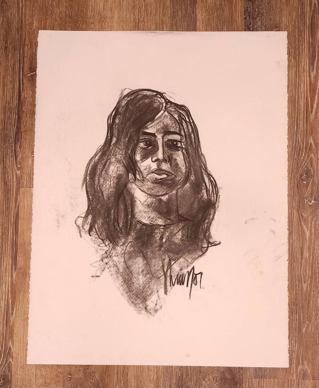 Handmade Original Charcoal and Pastel Life Drawing of Woman by Etsy