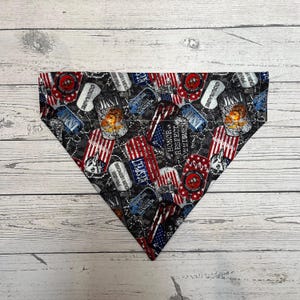 Dog Bandana - Over the Collar - Reversible- Cotton Fabric - United States Marine Corps Print - Camo Print