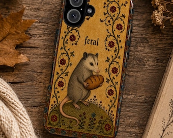 Funda para teléfono con diseño de zarigüeya salvaje y masa madre medieval para iPhone 17 16 15 14 13 12 11 Pro Max, Samsung, Google Pixel / Divertido y original regalo de zarigüeya
