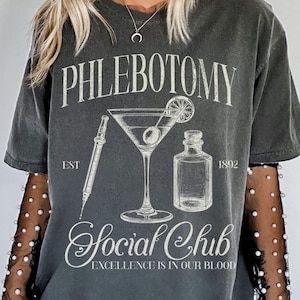 Phlebotomy Social Club Shirt, Phlebotomist Shirt Gift for Phlebotomist, Comfort Colors Phlebotomist Tee Laboratory Tech Shirt Lab Tech Gifts