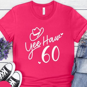 Women&#39;s 60th Birthday Shirt, Womens Sixtieth Birthday Tee, 60 Birthday, Born 1965 Birthday, 60th Birthday Gift, Western Cowgirl Birthday