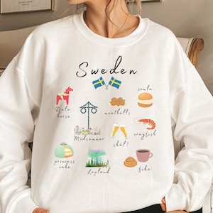 Sweden Crewneck Sweatshirt| All Things Swedish Souvenir Shirt and Gift, Stockholm, Gothenburg, Dalarna, Malmo Tourist Shirt