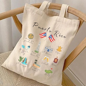 Puerto Rico Canvas Tragetasche | Puerto Rico Touristen- und Souvenirtasche, puertoricanische Wahrzeichentasche & Boricua-Tasche, Geschenk