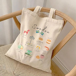 Schweden Canvas Tragetasche | Schweden-Touristen- und Souvenir-Tasche, schwedische Wahrzeichen-Tasche, skandinavisches Schweden-Geschenk