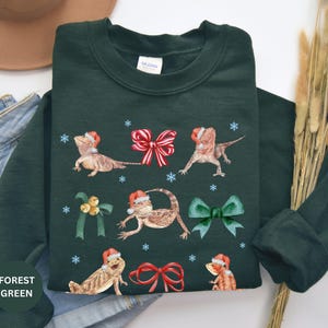 Kersttrui baardagaam, shirt baardagaam, kerstcadeaus voor Beardie-liefhebber, Coquette Christmas ronde hals, shirt reptielen