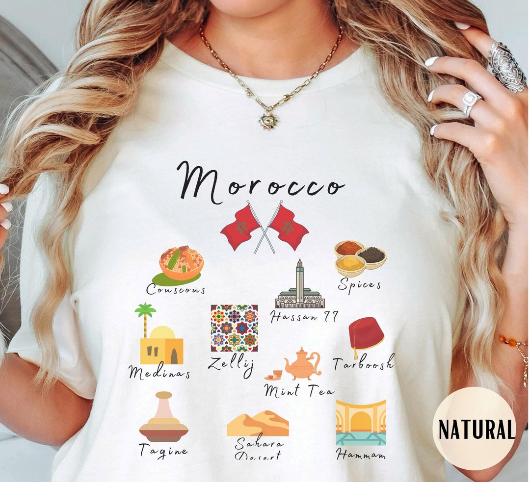 Morocco Shirt | Moroccan Gems & Landmarks Souvenir Tee and Gift ...