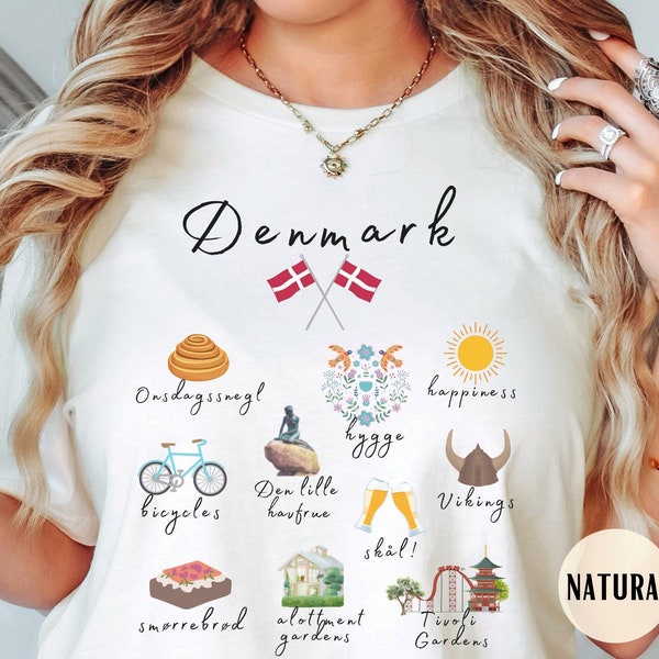 Denmark Shirt | Danish Gems & Landmarks Souvenir Tee and Gift, Copenhagen Tourist Shirt